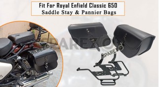 Fit For Royal Enfield Classic 650 Black Color Bags With Saddle Stay Mounting